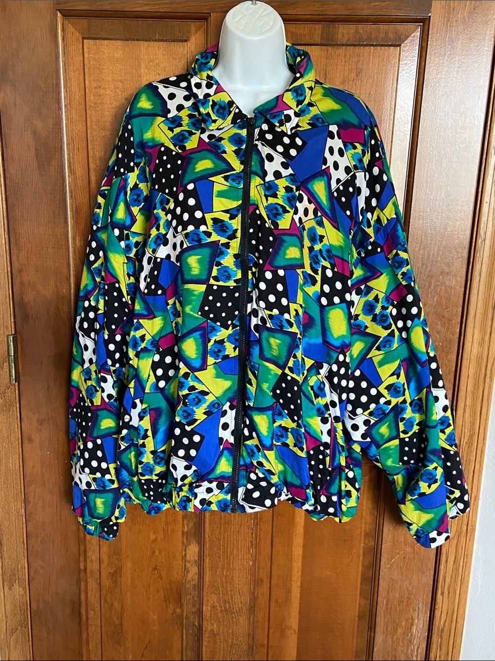 Vintage 80’s 90’s Vegas Retro Full Zip wind breaker jacket Size Large Statement - Picture 4 of 12